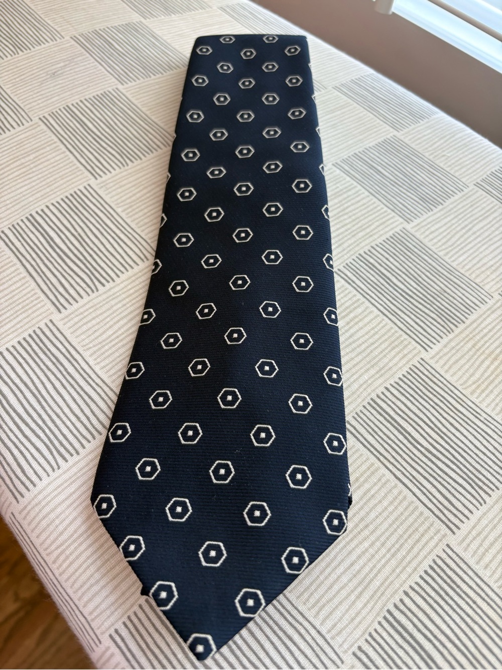 Vintage Burdines of Florida- Beau Brummel, Navy Geometric Men’s Tie - Unbranded